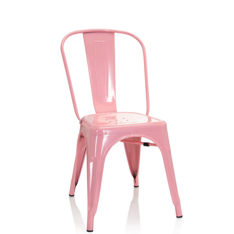 Chaise de bistrot VANTAGGIO COMFORT en métal rose avec dossier arrondi de hjh OFFICE