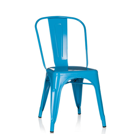 Chaise de bistrot VANTAGGIO COMFORT en métal bleu clair avec dossier courbé de hjh OFFICE