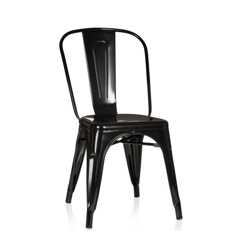 Chaise de bistrot noire VANTAGGIO COMFORT en métal brillant avec dossier haut de hjh OFFICE