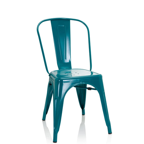 Chaise de bistrot VANTAGGIO COMFORT bleu pétrole en métal avec dossier incurvé de hjh OFFICE