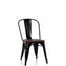 Chaise de bistrot noire VANTAGGIO COMFORT W avec assise en bois foncé et structure métallique de hjh OFFICE