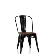 Chaise de bistrot noire VANTAGGIO COMFORT W avec assise en bois foncé et structure métallique de hjh OFFICE