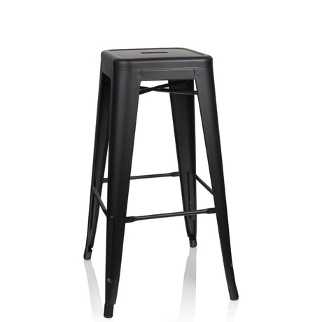 Tabouret de bar VANTAGGIO HIGH noir au design mat avec quatre pieds et repose-pieds de hjh OFFICE