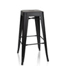 Tabouret de bar VANTAGGIO HIGH noir au design mat avec quatre pieds et repose-pieds de hjh OFFICE