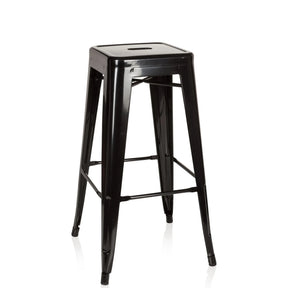 Tabouret de bar VANTAGGIO HIGH noir en métal avec assise carrée et repose-pieds de hjh OFFICE