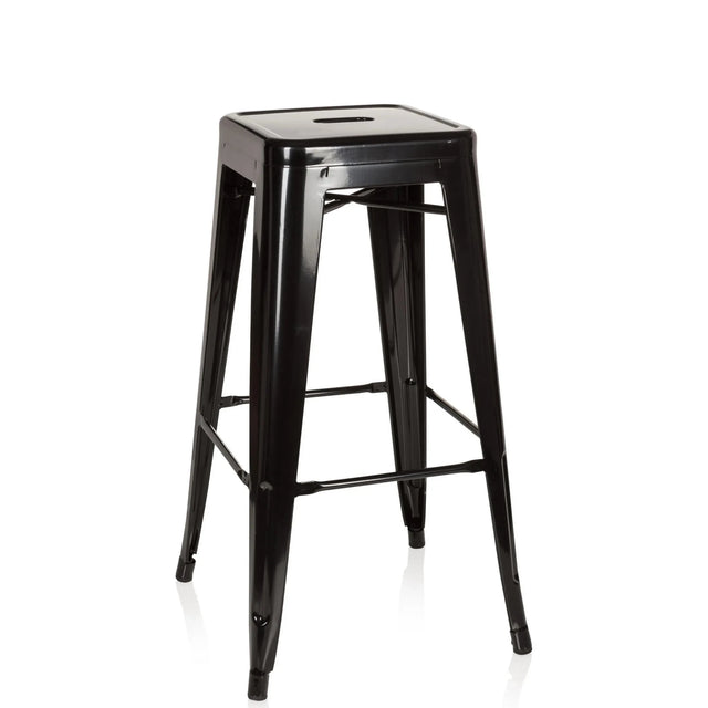 Tabouret de bar VANTAGGIO HIGH noir en métal avec assise carrée et repose-pieds de hjh OFFICE