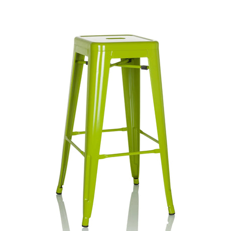 Tabouret de bar vert VANTAGGIO HIGH en métal avec surface brillante et repose-pieds de hjh OFFICE