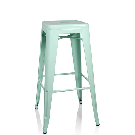 Tabouret de bar VANTAGGIO HIGH vert pastel aspect mat avec quatre pieds et repose-pieds de hjh OFFICE