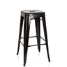 Tabouret de bar VANTAGGIO HIGH noir en métal avec assise carrée et repose-pieds de hjh OFFICE
