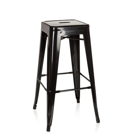 Tabouret de bar VANTAGGIO HIGH noir en métal avec assise carrée et repose-pieds de hjh OFFICE