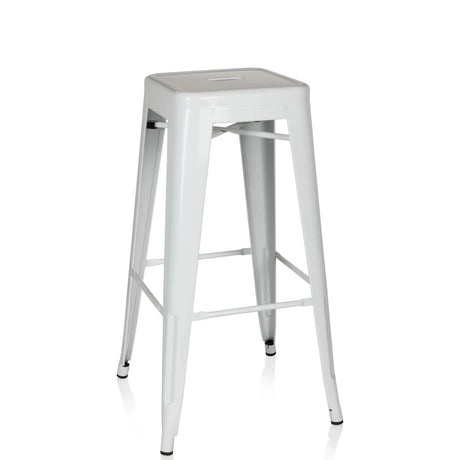 Tabouret de bar VANTAGGIO HIGH blanc en métal avec quatre pieds et repose-pieds de hjh OFFICE