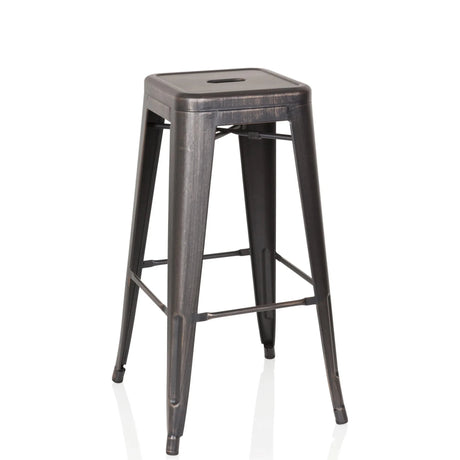Tabouret de bar VANTAGGIO HIGH en métal noir et doré avec assise carrée de hjh OFFICE