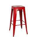 Tabouret de bar VANTAGGIO HIGH rouge en métal avec assise carrée et repose-pieds de hjh OFFICE