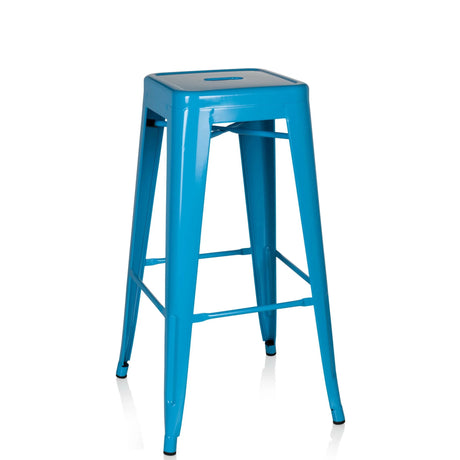 Tabouret de bar VANTAGGIO HIGH en métal bleu clair avec quatre pieds et repose-pieds de hjh OFFICE
