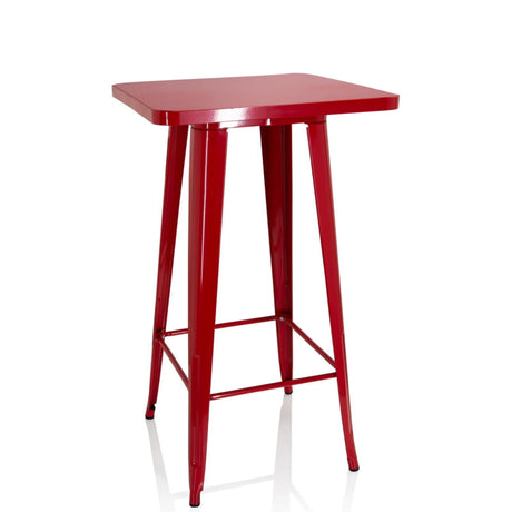Table de bar rouge VANTAGGIO HIGH T avec plateau carré et quatre pieds de hjh OFFICE