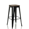 Tabouret de bar VANTAGGIO HIGH WS avec structure en métal noir et assise en bois foncé de hjh OFFICE