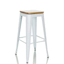 Tabouret de bar VANTAGGIO HIGH WS blanc avec assise carrée en bois et structure en métal de hjh OFFICE