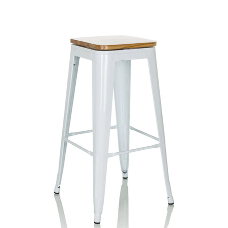 Tabouret de bar VANTAGGIO HIGH WS blanc avec assise carrée en bois et structure en métal de hjh OFFICE