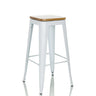 Tabouret de bar VANTAGGIO HIGH WS blanc avec assise carrée en bois et structure en métal de hjh OFFICE