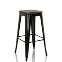 Tabouret de bar VANTAGGIO HIGH WS avec structure en métal noir et assise en bois foncé de hjh OFFICE