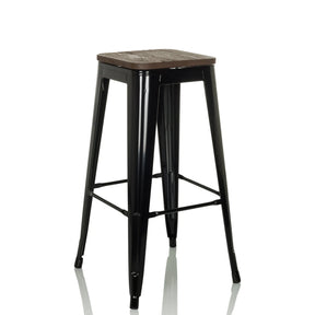 Tabouret de bar VANTAGGIO HIGH WS avec structure en métal noir et assise en bois foncé de hjh OFFICE