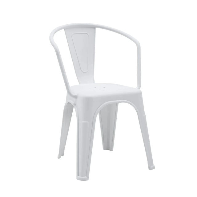 Chaise de bistrot Vantaggio Poly blanche en plastique avec accoudoirs intégrés de hjh OFFICE