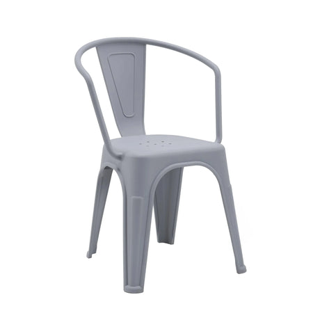 Chaise de bistrot Vantaggio Poly grise en plastique avec accoudoirs intégrés de hjh OFFICE