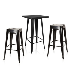 Ensemble bar Vantaggio Set noir avec une table haute carrée et deux tabourets assortis de hjh OFFICE