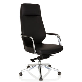 Siège de direction de qualité professionnelle VELVET noir avec accoudoirs et étoile en aluminium brillant de hjh OFFICE