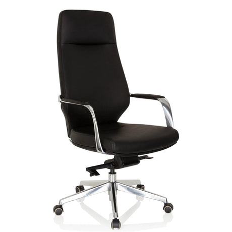Siège de direction de qualité professionnelle VELVET noir avec accoudoirs et étoile en aluminium brillant de hjh OFFICE