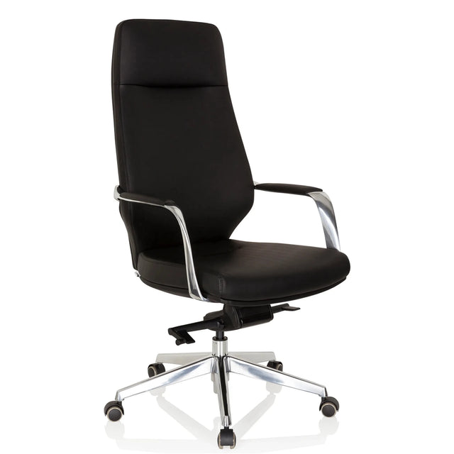 Siège de direction de qualité professionnelle VELVET noir avec accoudoirs et étoile en aluminium brillant de hjh OFFICE