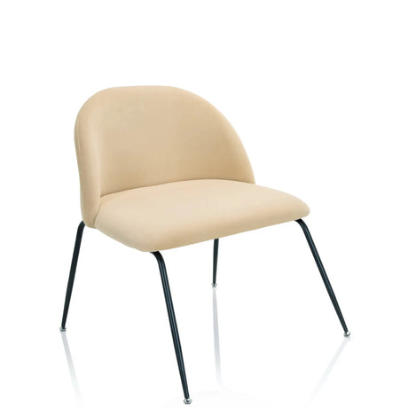Chaise rembourrée beige VELVO avec dossier arrondi et pieds en métal noirs de hjh OFFICE