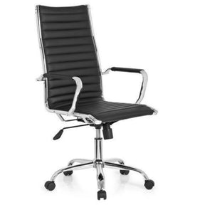 Siège de direction de qualité professionnelle VEMONA 20 avec revêtement en cuir noir et éléments chromés brillants de hjh OFFICE