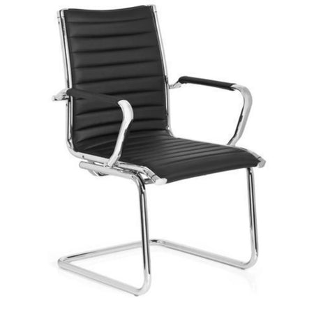 Chaises cantilever VEMONA V noires avec surpiqûres transversales et cadre chromé de hjh OFFICE