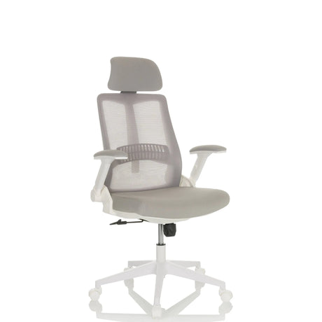 Siège de bureau à domicile VENDO W en gris avec dossier en maille et piètement blanc de hjh OFFICE