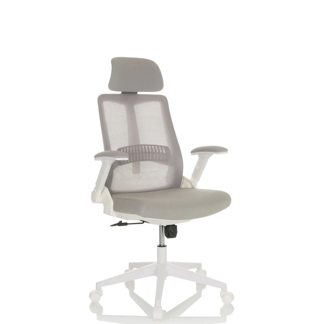 Siège de bureau à domicile VENDO W en gris avec dossier en maille et piètement blanc de hjh OFFICE