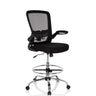 Chaise de comptoir VENDO WORK noire avec dossier en maille et repose-pieds brillant de hjh OFFICE