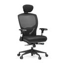 Siège de bureau haut de gamme VENUS BASE avec revêtement en maille noire, appuie-tête et accoudoirs de hjh OFFICE