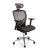 Siège de bureau haut de gamme VENUS ONE en noir et gris argenté avec revêtement en maille et appui-tête de hjh OFFICE