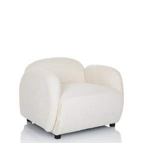 Fauteuil de salon VERDUNA blanc avec revêtement en tissu structuré et forme arrondie de hjh LIVING