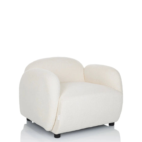 Fauteuil de salon VERDUNA blanc avec revêtement en tissu structuré et forme arrondie de hjh LIVING