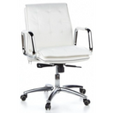 Siège de direction de qualité professionnelle VILLA 10 en blanc crème avec revêtement capitonné et structure chromée de hjh OFFICE