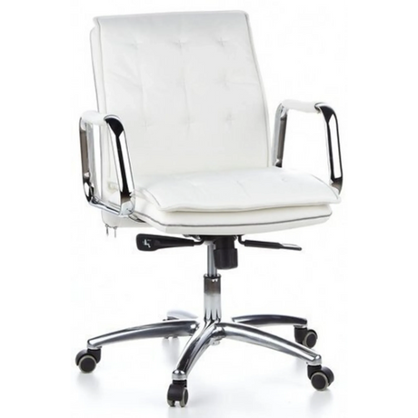Siège de direction de qualité professionnelle VILLA 10 en blanc crème avec revêtement capitonné et structure chromée de hjh OFFICE