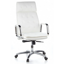Siège de direction de qualité professionnelle VILLA 20 en blanc crème avec rembourrage capitonné et base chromée de hjh OFFICE