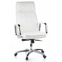 Siège de direction de qualité professionnelle VILLA 20 en blanc crème avec rembourrage capitonné et base chromée de hjh OFFICE