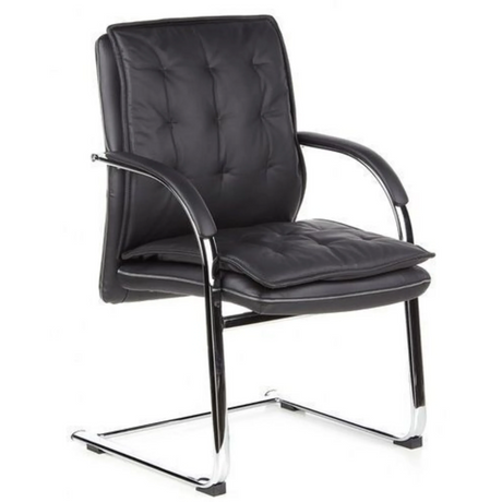 Chaises cantilever VILLA V noires avec revêtement rembourré et structure chromée de hjh OFFICE