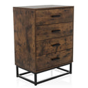 Commode marron VINSTRA avec quatre tiroirs et structure en métal noir de hjh LIVING