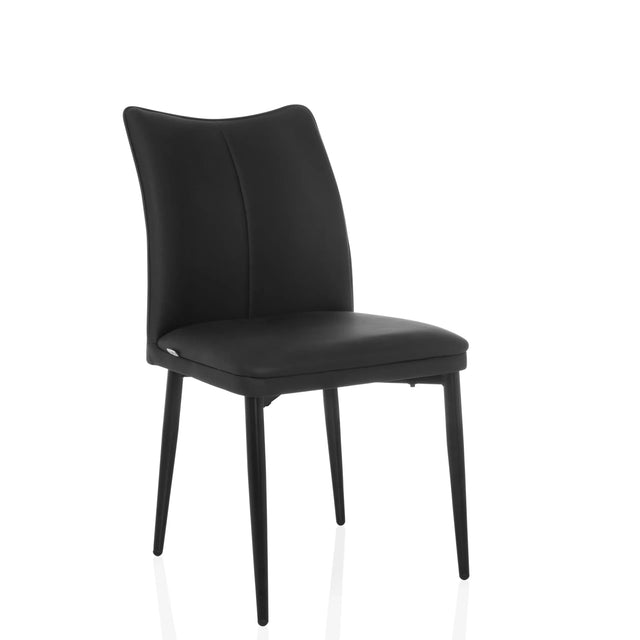 Chaise de salle à manger VISETO noire avec revêtement lisse et quatre pieds fins de hjh LIVING
