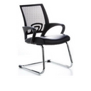 Chaises cantilever VISTO NET V noires avec dossier en maille et piètement luge chromé de hjh OFFICE