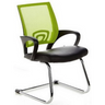 Chaises cantilever VISTO NET V avec dossier en maille verte, assise rembourrée noire et piètement luge de hjh OFFICE